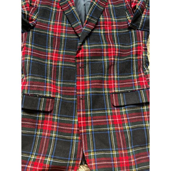 Saddlebred 40R Red Multi Tartan Plaid Preppy Corduroy Blazer Jacket Sport Coat - Picture 14 of 14